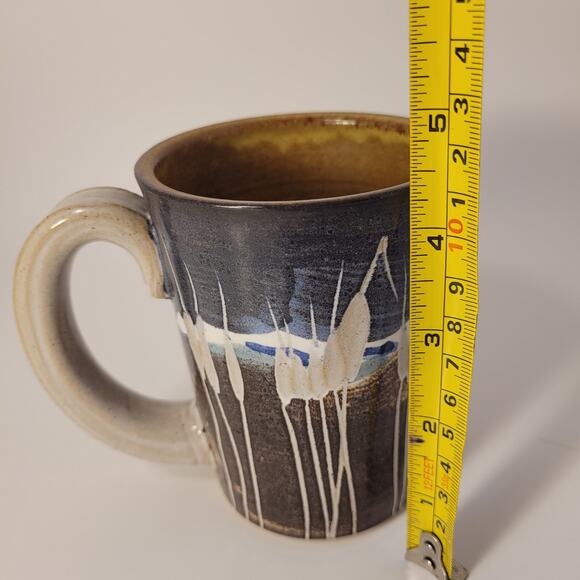Krause Vintage Pottery 1990 Geometric Mug Clay Coffee Tea Blue/Brown - Picture 9 of 12